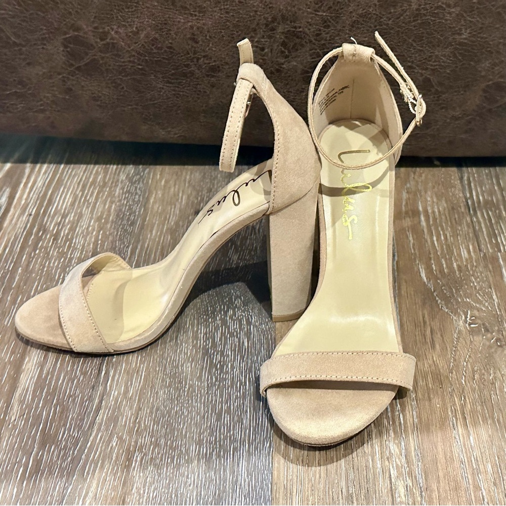 NWOB Lulus Taylor Natural Suede Ankle Strap Heels- Sz. 5.5 - Picture 3 of 7